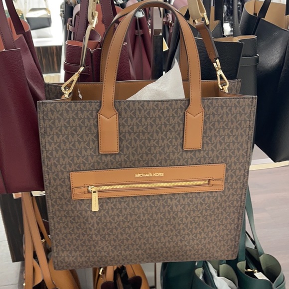 MICHAEL KORS KENLY LARGE NS GRAPHIC LOGO TOTE SATCHEL SHOULDER BAGMK SIGNATURE - Picture 2 of 16